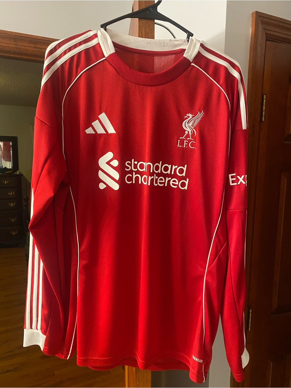 adidas Red Kids' Liverpool Long-Sleeve Soccer Top